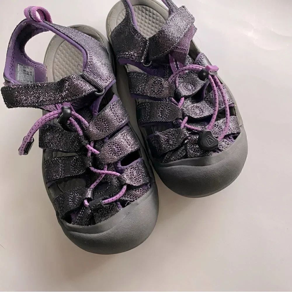KEEN Newport H2 Girls Sport Sandals Black Purple Sparkle Water hiking Shoe-3